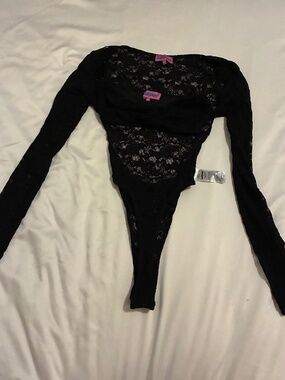 Edikted Black Lace Bodysuit + Bandeau Set